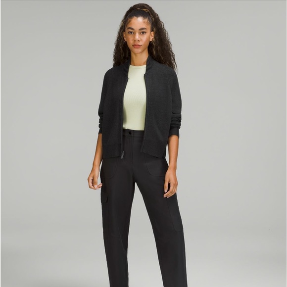 Lululemon reversible double knit zip-up sweater black grey sage - Picture 2 of 10